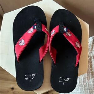 Vineyard Vines Ohio State Red & Black Flip Flops, men’s, size 9, never worn